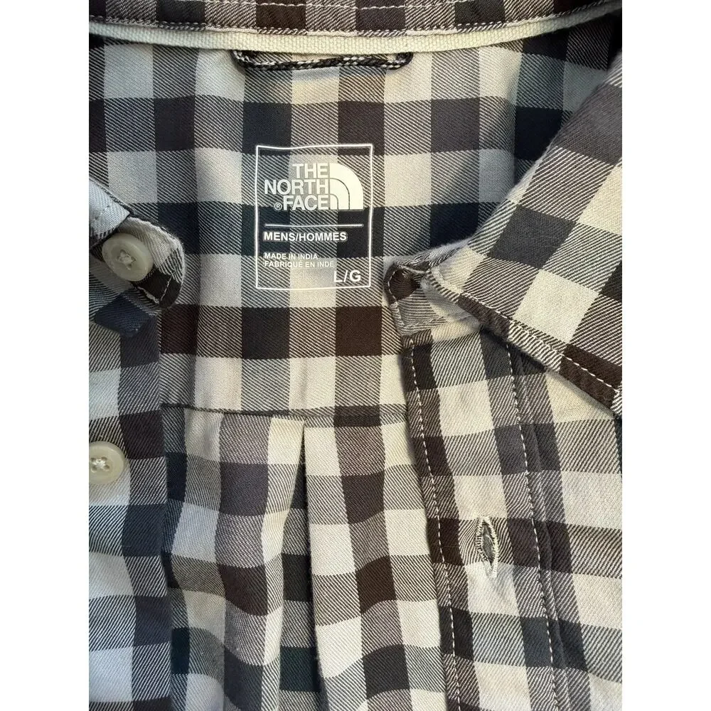 The North Face Gingham Check Button Down Shirt Black white Long Sleeve Men's XXL